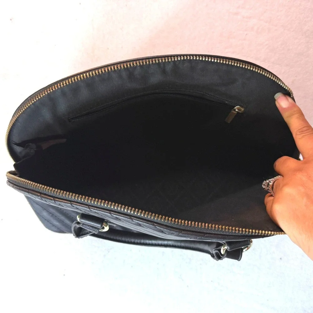 Christian Lacroix Y2K Satchel Purse Womens Medium‎ Blk Good Chevron Quilted Dome